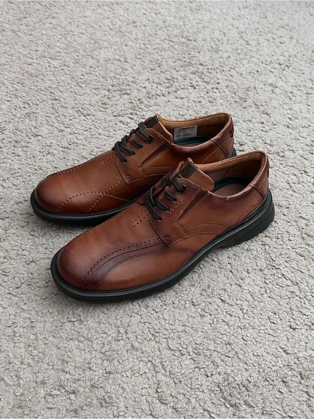 Clarks Gessler Lace-Up Derby Dark tan Leather Mens 9